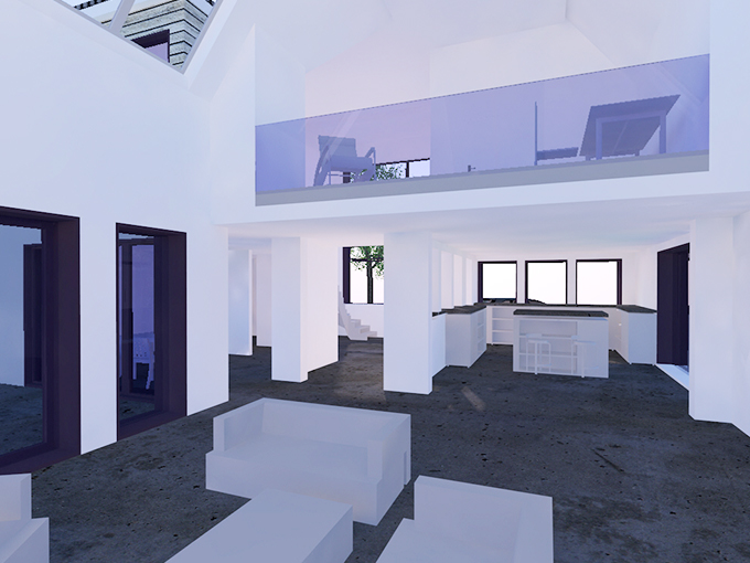 Wohnraum mit Galerie, Entwurf